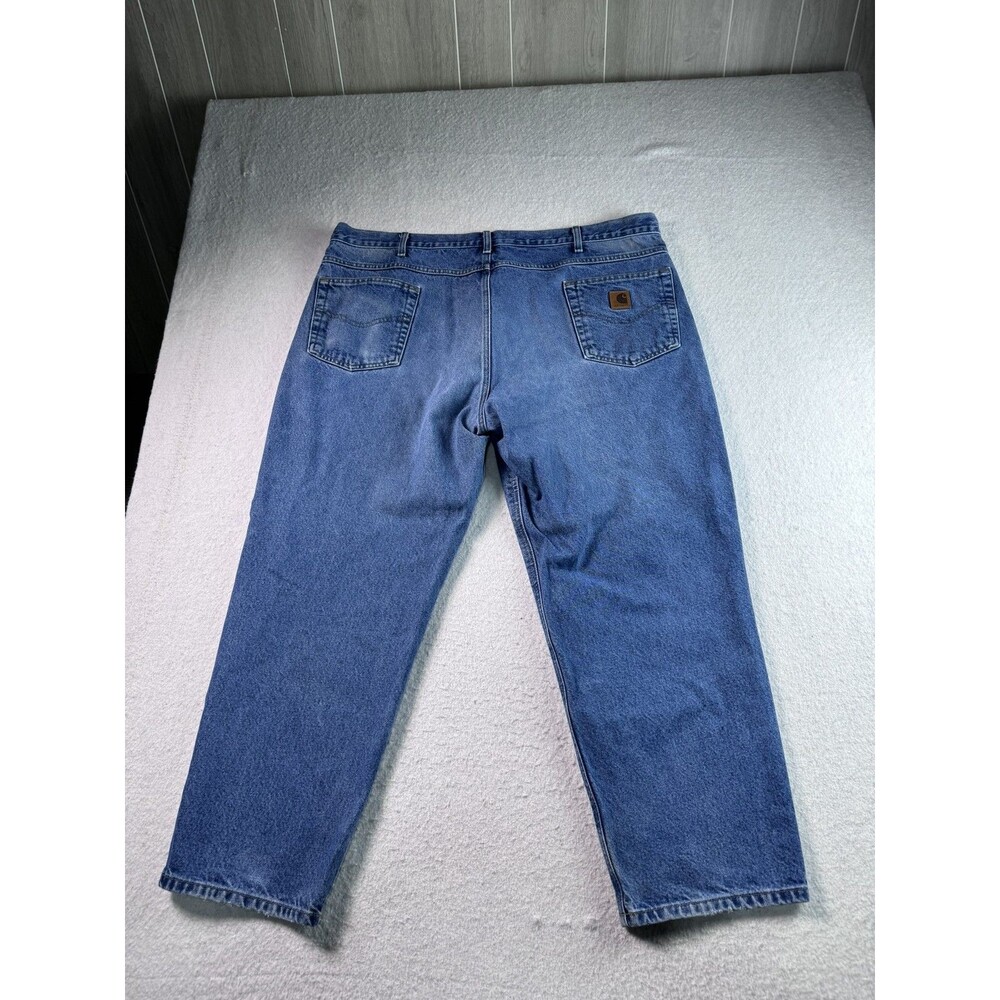 Carhartt Men's Relaxed Fit Jeans Size 44x28 Blue 100% Cotton Denim Workwear